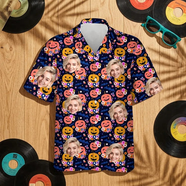 Cute Pumpkin Halloween custom Hawaiian shirt with photos, example 3