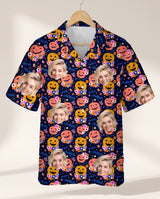 Cute Pumpkin Halloween personalized Hawaiian shirt printed with customer faces