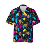 Cyberpunk Sci-Fi Hawaiian Shirt personalized with printed faces, front view
