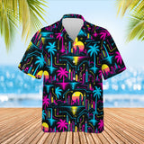 Cyberpunk Sci-Fi Hawaiian Shirt print before personalizing, front view