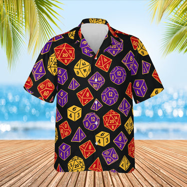 D20 Dice Tabletop RPG Hawaiian Shirt print before personalizing, front view