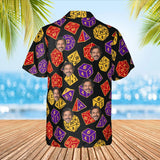 D20 Dice Tabletop RPG Hawaiian Shirt with custom faces, back view