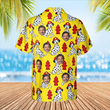 Dalmatian Firehouse Firefighter Hawaiian Shirt with custom faces, back view