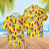 Dalmatian Firehouse Firefighter Hawaiian Shirt with custom faces, front and back