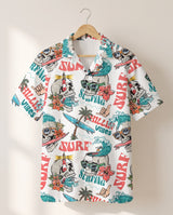 Day of the Dead Surf Skeleton Hawaiian shirt print before personalizing