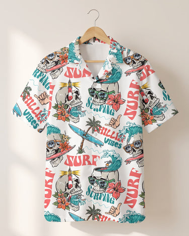 Day of the Dead Surf Skeleton Hawaiian shirt print before personalizing