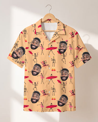Dead Surfer Skeleton personalized Hawaiian shirt printed with customer faces