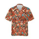 Desert Bloom Mustang Horse Hawaiian Shirt personalized with printed faces, front view