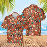 Desert Bloom Mustang Horse Hawaiian Shirt with custom faces, front and back