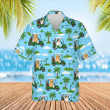 Dogs Driving Golf Carts Funny Hawaiian Golf Shirt print before personalizing, front view