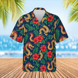 Dragon & Hibiscus Fantasy RPG Hawaiian Shirt print before personalizing, front view