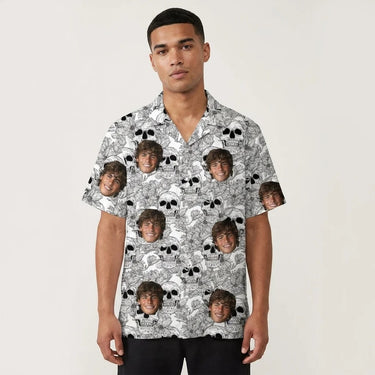 Edgy Skull Surf custom Hawaiian shirt with photos, example 3