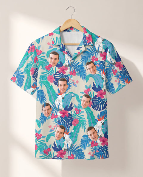 Exotic Cockatoo Paradise personalized Hawaiian shirt printed with customer faces