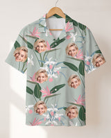 Exotic Orchid Silk Tropical personalized Hawaiian shirt printed with customer faces