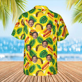 Fast Food Paradise Ugly Hawaiian Shirt with custom faces, back view