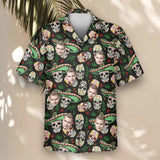 Fiesta Skull Vibes custom Hawaiian shirt with photos, example 2