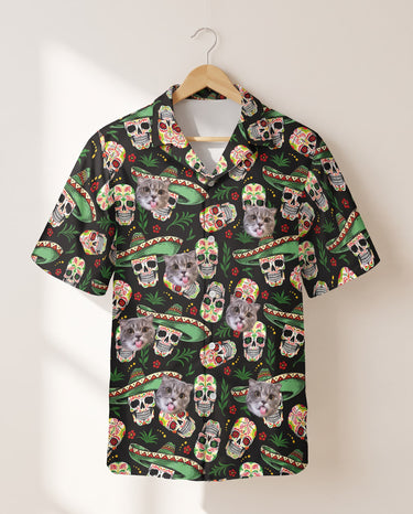 Fiesta Skull Vibes personalized Hawaiian shirt printed with customer faces