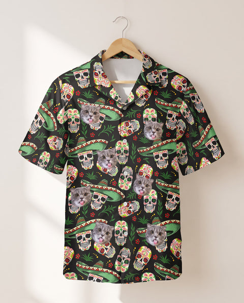 Fiesta Skull Vibes personalized Hawaiian shirt printed with customer faces