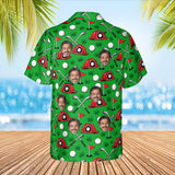 Firefighter Golf Hawaiian Golf Shirt with custom faces, back view