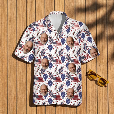 Fireworks USA Party custom Hawaiian shirt with photos, example 1