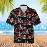 Flame Rig Trucker Hawaiian Shirt print before personalizing, front view