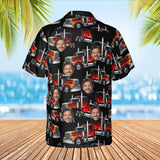 Flame Rig Trucker Hawaiian Shirt with custom faces, back view