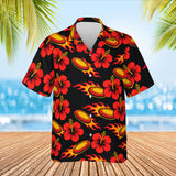 Flaming Disc Golf Hawaiian Shirt print before personalizing, front view