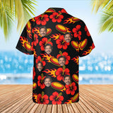 Flaming Disc Golf Hawaiian Shirt with custom faces, back view