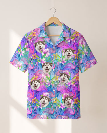 Flamingo Breeze personalized Hawaiian shirt printed with customer faces