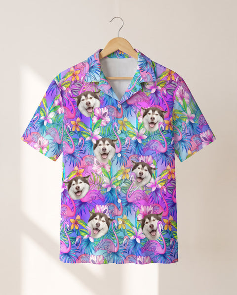 Flamingo Breeze personalized Hawaiian shirt printed with customer faces