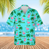 Flamingo Golfers Funny Hawaiian Golf Shirt print before personalizing, front view