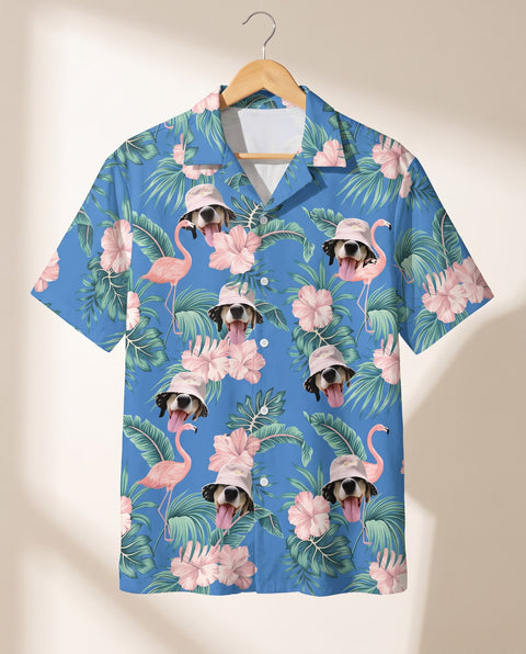 Flamingo Paradise personalized Hawaiian shirt printed with customer faces