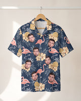 Flamingo Pineapple Paradise personalized Hawaiian shirt printed with customer faces