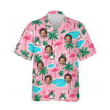 Flamingo Resort Tropical Hawaiian Shirt personalized with printed faces, front view