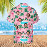 Flamingo Resort Tropical Hawaiian Shirt with custom faces, back view