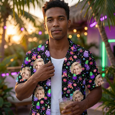 Floral Ghost Halloween custom Hawaiian shirt with photos, example 2