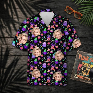 Floral Ghost Halloween custom Hawaiian shirt with photos, example 3