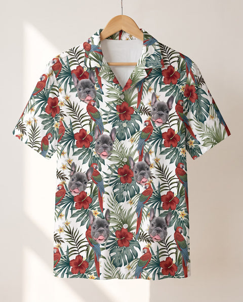 Floral Macaw Magic personalized Hawaiian shirt printed with customer faces