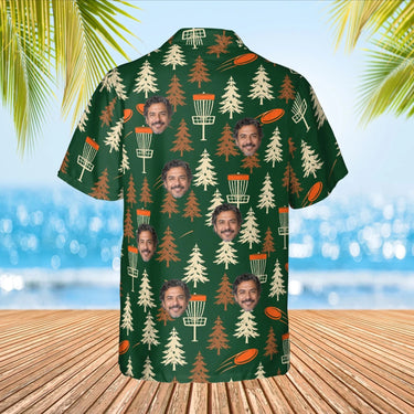 Forest Course Disc Golf Hawaiian Shirt with custom faces, back view