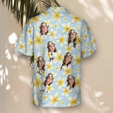 Frangipani Paradise custom Hawaiian shirt with photos, example 1