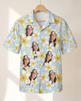 Frangipani Paradise personalized Hawaiian shirt printed with customer faces
