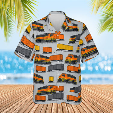 Freight Train Hawaiian Shirt print before personalizing, front view
