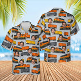 Freight Train Hawaiian Shirt with custom faces, front and back