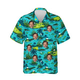 Gator Golf Funny Hawaiian Golf Shirt personalized with printed faces, front view