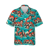 Giant Crab Kaiju Hawaiian Shirt personalized with printed faces, front view