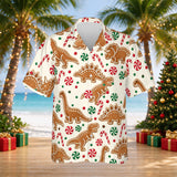 Gingerbread Dinosaur Christmas Hawaiian Shirt print before personalizing, front view