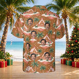 Gingerbread Islands custom Christmas Hawaiian shirt with photos, back view