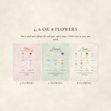 Personalize with 4, 6 or 8 flowers, affirmation words, name, KJV Bible verse or your own verse and a signature line