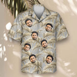 Golden Palm Leaves custom Hawaiian shirt with photos, example 2