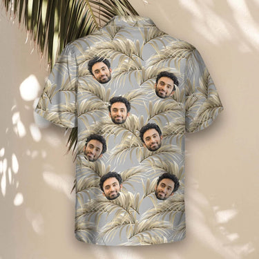Golden Palm Leaves custom Hawaiian shirt with photos, example 3